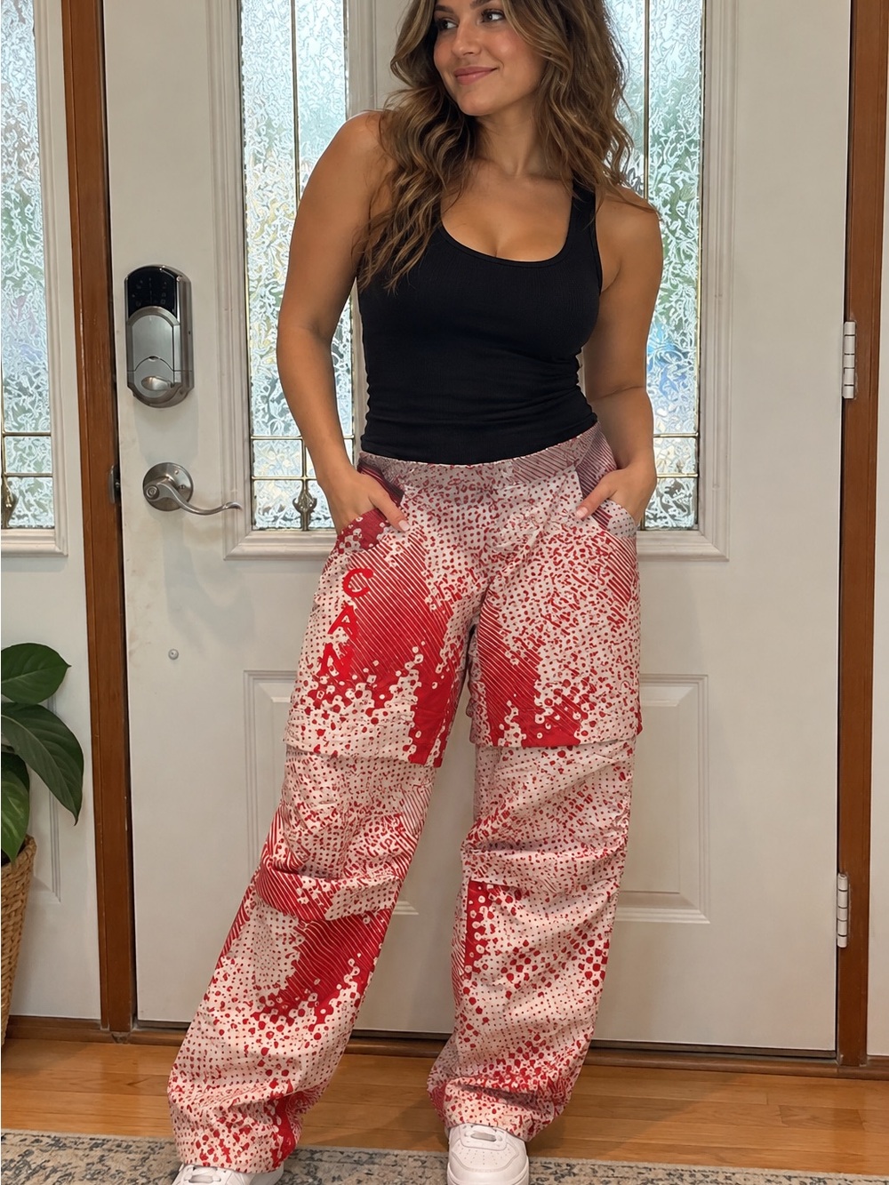 Lululemon Team Canada Snow Bib Pants Red White Size L Rare